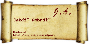 Jakó Ambró névjegykártya